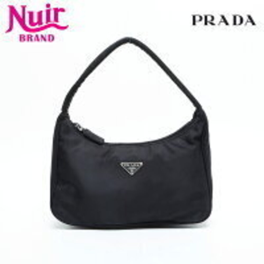 Prada Triangle Logo Hobo Handbag Black